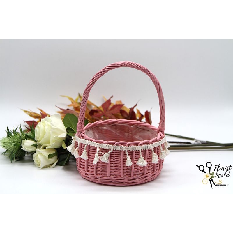 Giỏ Mây Tròn - Hồng