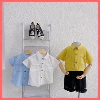 Áo sơ mi trần chỉ nổi bé trai - Thời trang trẻ em Sumin Kids - Chất thô nhiều màu
