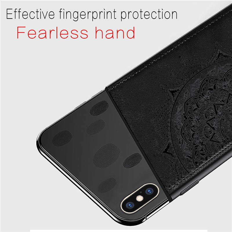 Ốp Điện Thoại Tpu Dẻo Phối Vải In Họa Tiết Hoa Mandala 3d Phong Cách Phật Giáo Cho Iphone 6 6s 7 8 Plus Xs 11 Pro Max X Xr