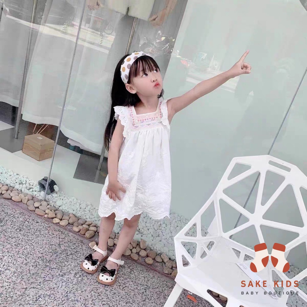 Giày búp bê bé gái, Giày sandal quai dán phối nơ chất da PU êm nhẹ đế cao su mềm chống trơn trượt cho bé 1-5 tuổi M13