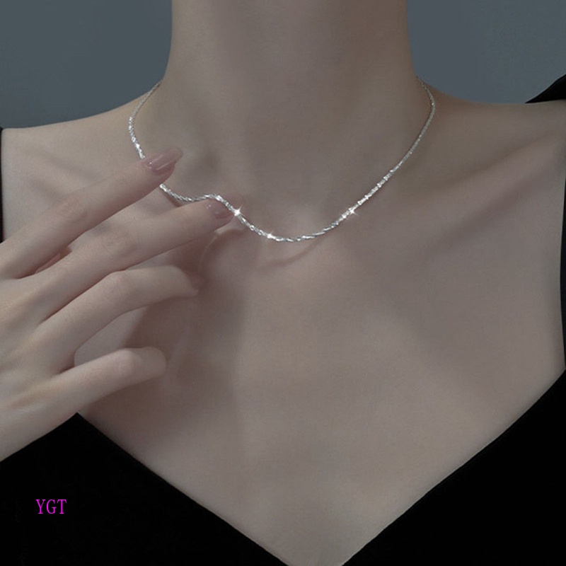 Ygt Vòng Cổ Choker Bằng Bạc Lấp Lánh Cho Nữ