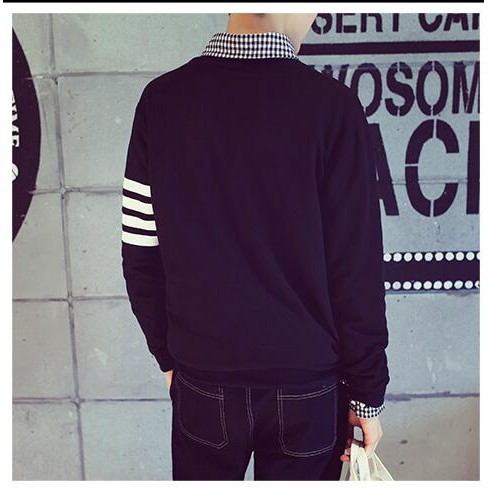 Áo phông nam dài tay phối sọc thời trang cá tính | BigBuy360 - bigbuy360.vn