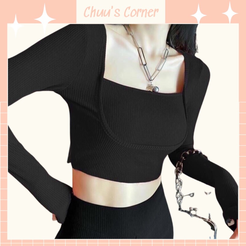 Áo thun nữ croptop vải thun gân tôn dáng siêu xinh
