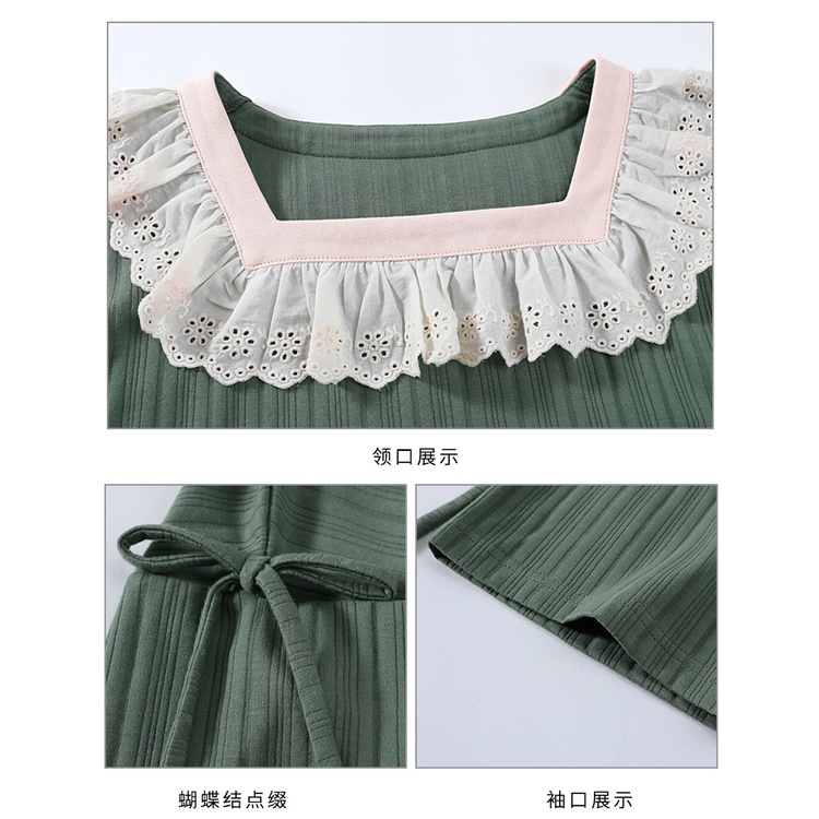 đồ ngủ Công Chúa 100% Cotton Màu Xanh Lá Nhạt Thoải Mái | BigBuy360 - bigbuy360.vn