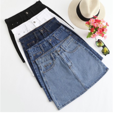 Chân Váy Denim Dáng Chữ A Lưng Cao Phong Cách Retro | BigBuy360 - bigbuy360.vn