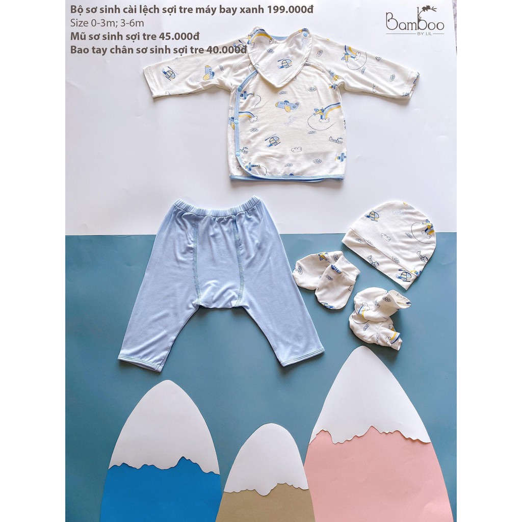 [LITTLE LOVE] Bộ sơ sinh cài lệch kèm yếm (k kèm mũ và bao tay, chân)