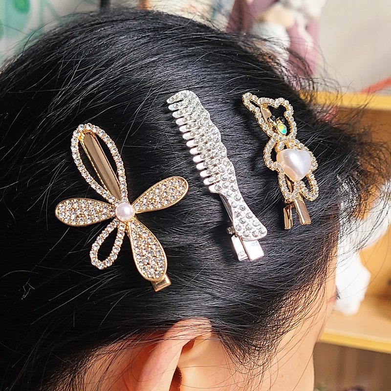 Set 3 Kẹp Tóc Đính Ngọc Trai Xinh Xắn Cho Nữ