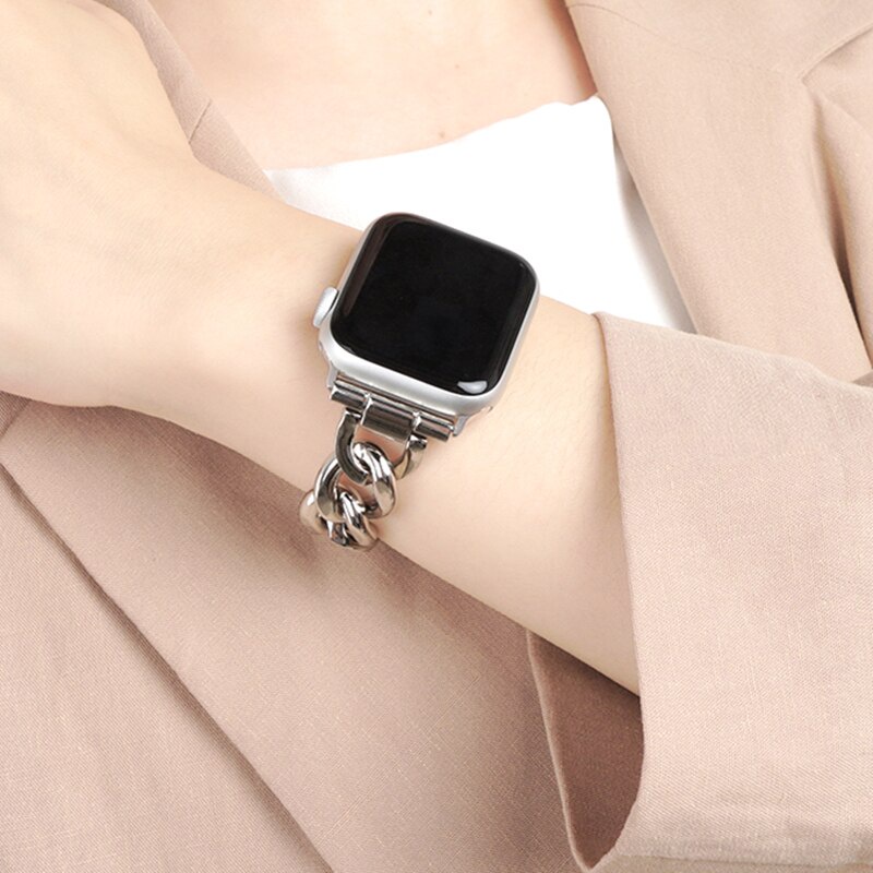 Dây đeo đồng hồ thông minh bằng thép không gỉ thích hợp cho Apple Watch 6 Se 44mm 40mm 3 42mm 38mm Iwatch 5 4