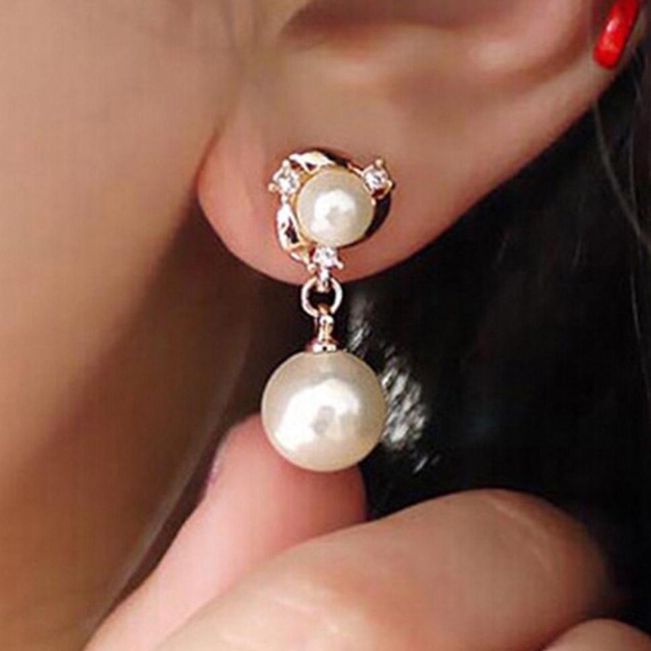 Đôi Bông Tai Pha Lê Ngọc Trai Giả Thanh Lịch Thời Trang Cho Nữ