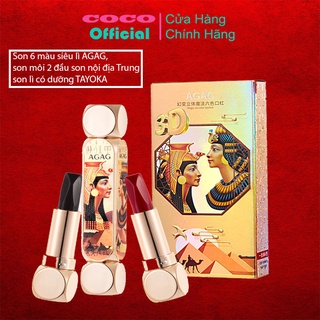 Son 6 màu siêu lì agag, son môi 2 đầu son nội địa trung son lì có dưỡng tayoka
