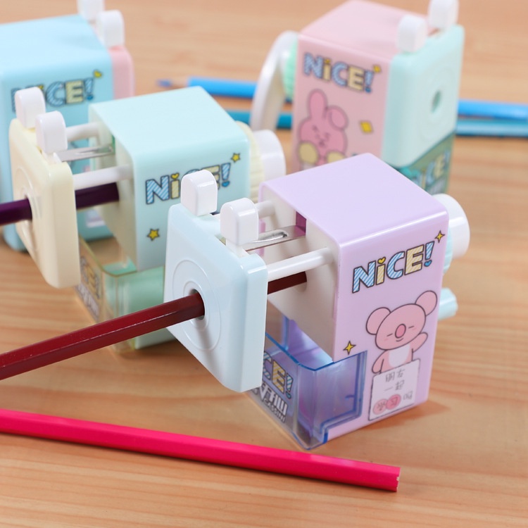 Gọt bút chì tự động quay tay nhỏ gọn Hồng - Xanh