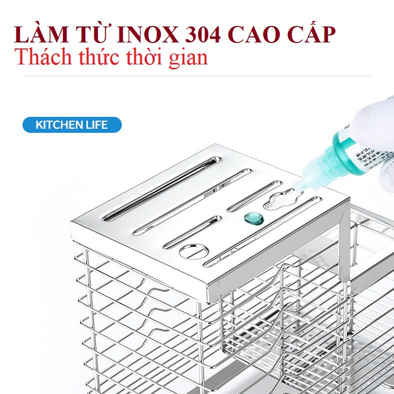 Kệ Để Dao Kéo Thìa Dĩa Đa năng Inox 304 - Kệ Để Đồ Nhà Bếp Cao Cấp