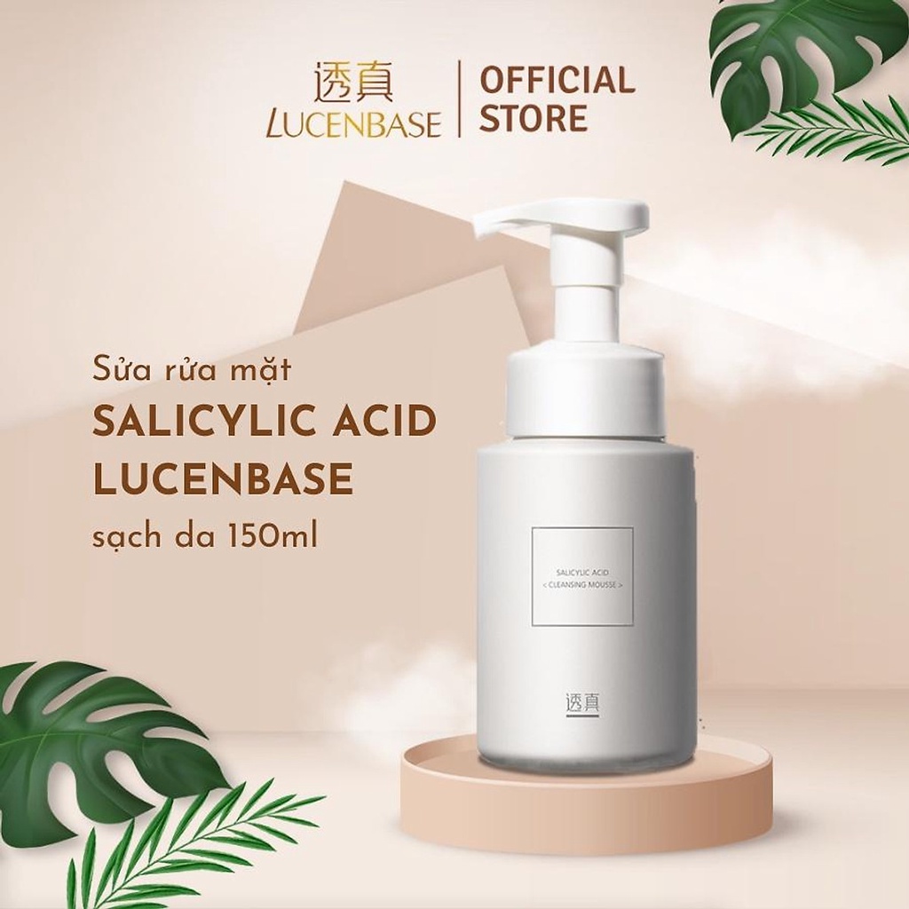 Sữa rữa mặt tạo bọt Axit Salicylic kiềm dầu, giảm mụn đầu đen, mụn ẩn Lucenbase 150ml