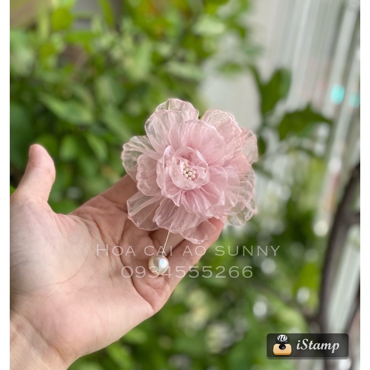 Hoa cài áo - Hoa cài áo chất liệu voan nhăn nhiều màu