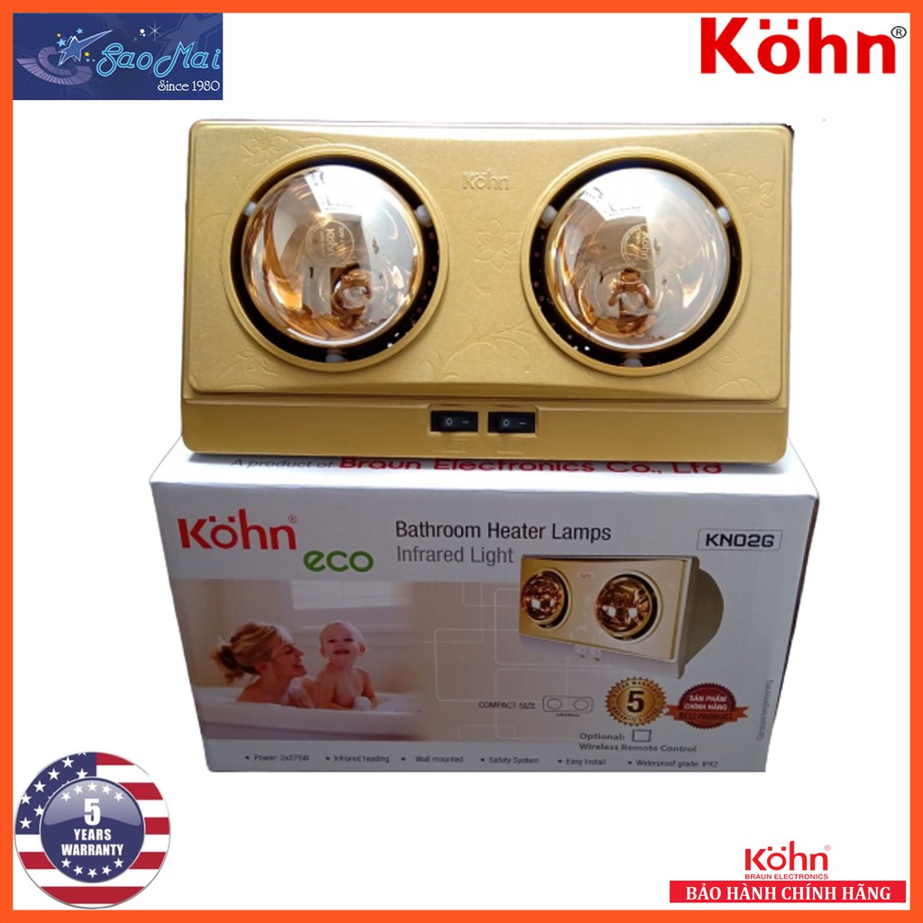 Đèn sưởi nhà tắm 2 bóng Kohn ECO KN02G