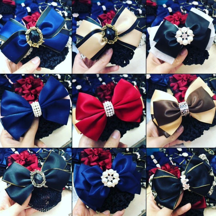 (Link 5-Ảnh thật) Kẹp lưới búi tóc hình nơ nữ tính, sang trọng, nhiều kiểu dáng