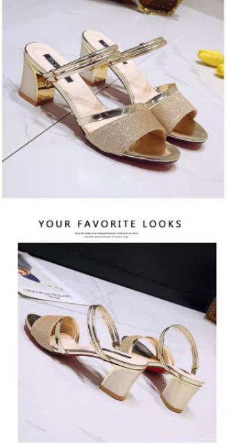 Guốc nhũ cao gót