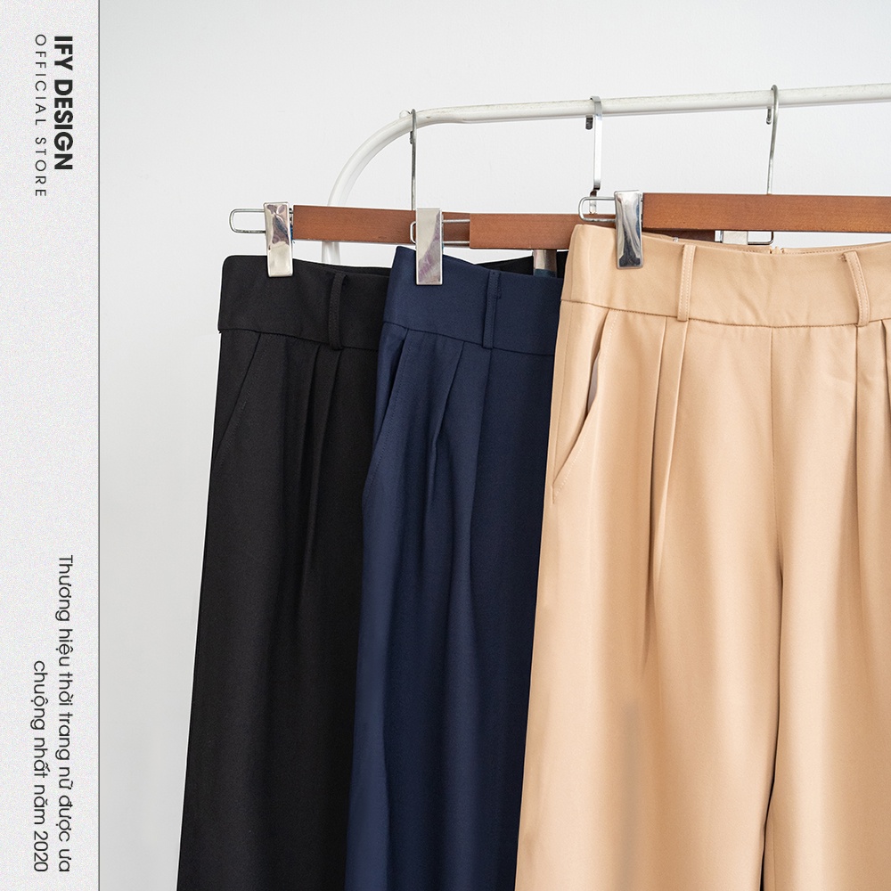 SET bộ vest nữ croptop | Áo Vest croptop dài tay dáng ngắn, Quần Ống Suông đen, be cạp cao IFY Design FS100 | BigBuy360 - bigbuy360.vn