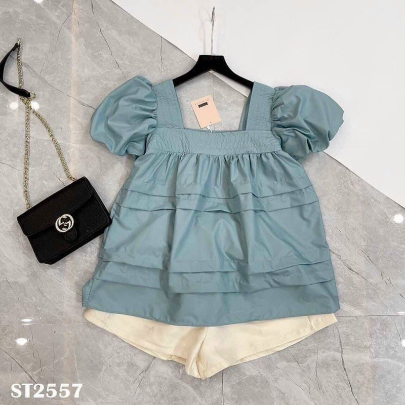 Set áo babydoll cổ vuông💥𝗛𝗔̀𝗡𝗚 𝗠𝗢̛́𝗜 𝗖𝗛𝗔̂́𝗧 Đ𝗘̣𝗣💥mix sooc | BigBuy360 - bigbuy360.vn