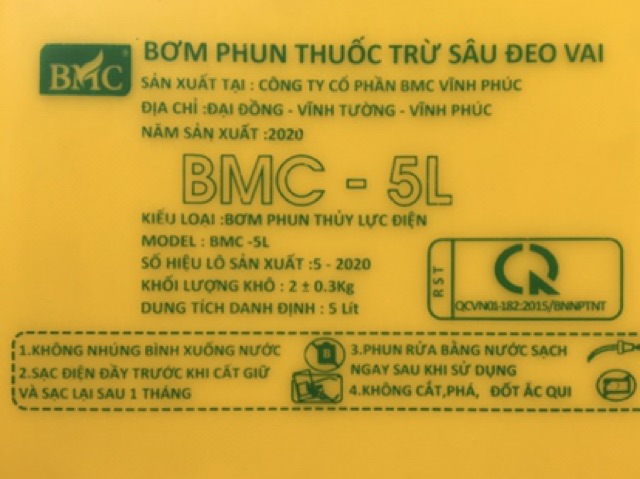 Bình phun điện 5L BMC gọn nhẹ, tiện sử dụng