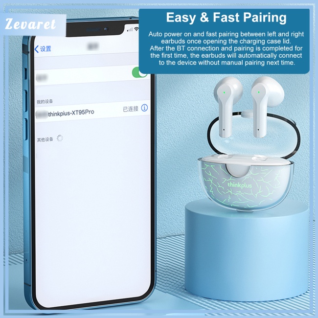 Tai Nghe Bluetooth Không Dây Zevaret Lenovo XT95 Pro Chống Nước Giảm Tiếng Ồn Thông Minh