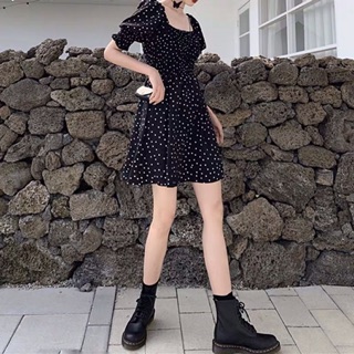 (Sẵn) Váy đen chấm bi /Đầm đen ulzzang