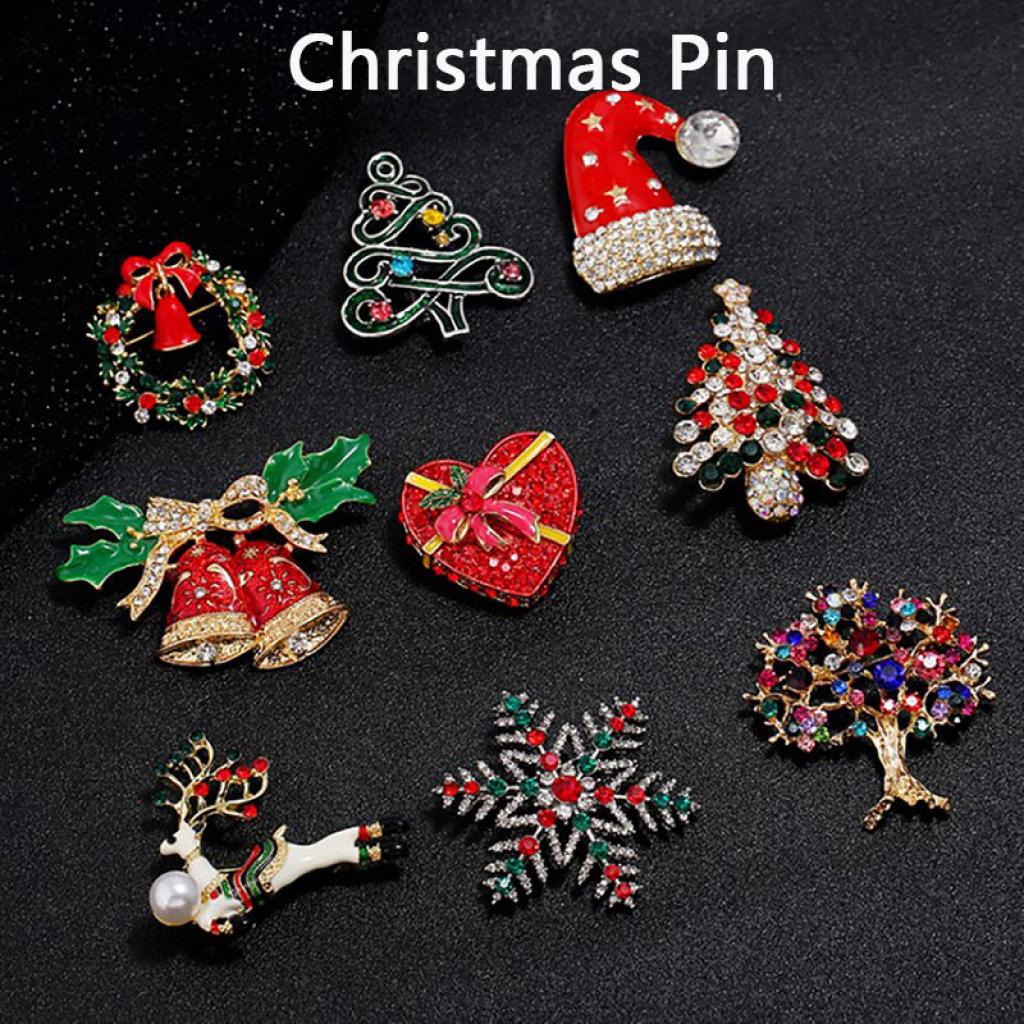 rick Elegant Portable Christmas Pins Wreath Ladies Brooches Lots Shape Brooch Pin .