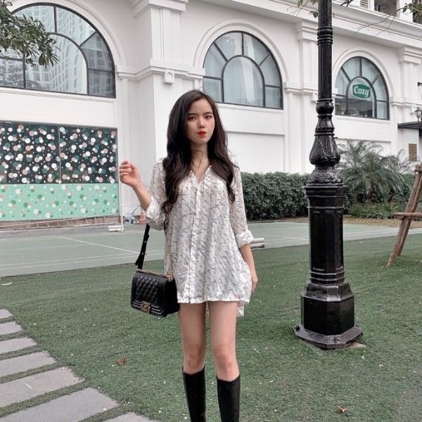 Áo sơ mi nữ thiết kế, áo sơ mi nữ chữ nhí lụa von sọc 2 màu trẻ trung xinh xắn - H&amp;N Store