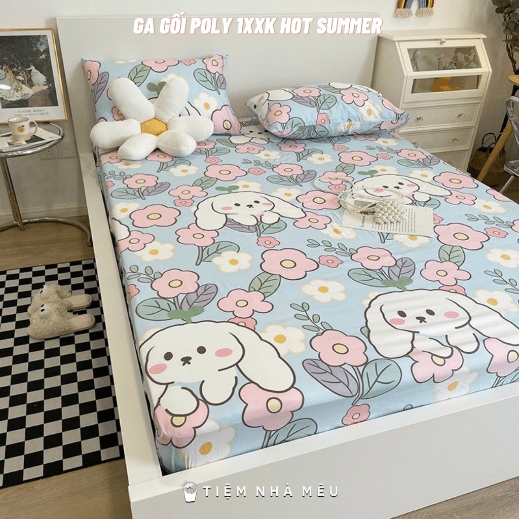 (18 Mẫu New)Bộ Ga Gối Cotton Poly✨m6/m8/2m - Tiệm Nhà Mêu✨ Set 3 Món Ga 2 Vỏ Gối Cotton Poly Hoa Tiết Dễ Thương Cao Cấp | BigBuy360 - bigbuy360.vn