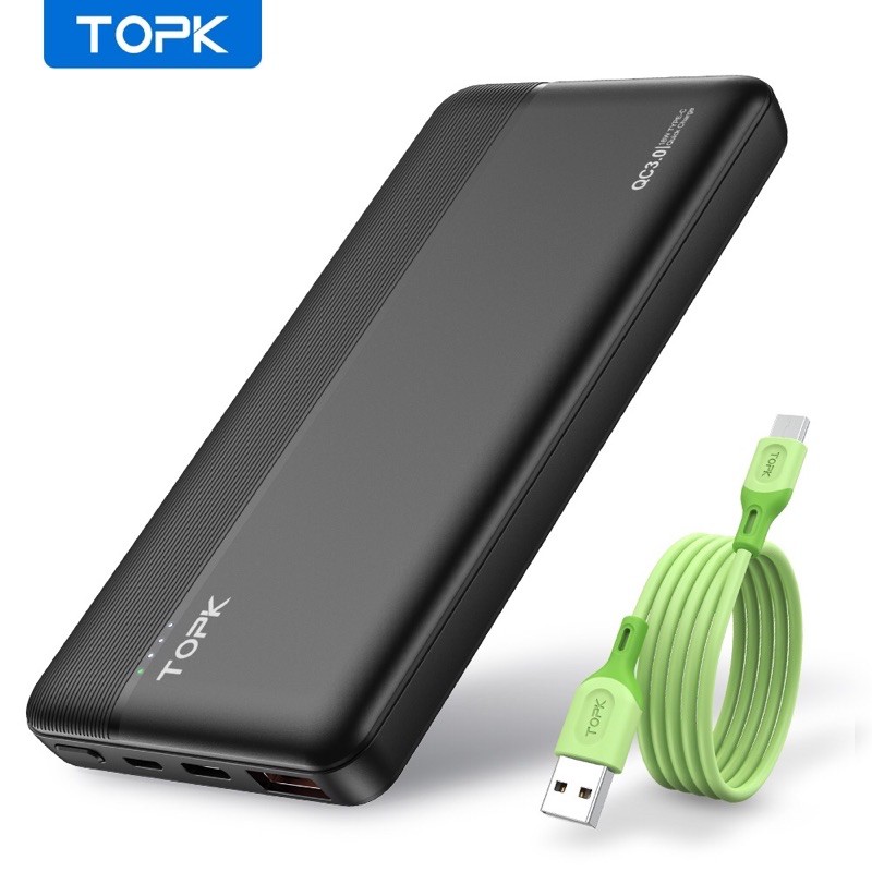 sạc dự phòng topk 10000mah sạc nhanh QC3.0 tặng cap 65w C to C
