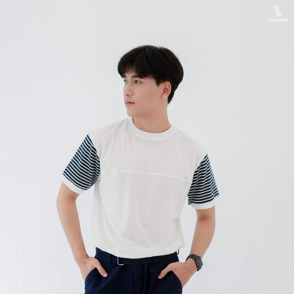 Áo phông nam cổ tròn ngắn tay SSSTUTTER vải cotton thoáng mát hoạ tiết kẻ ngang seaman tee | BigBuy360 - bigbuy360.vn