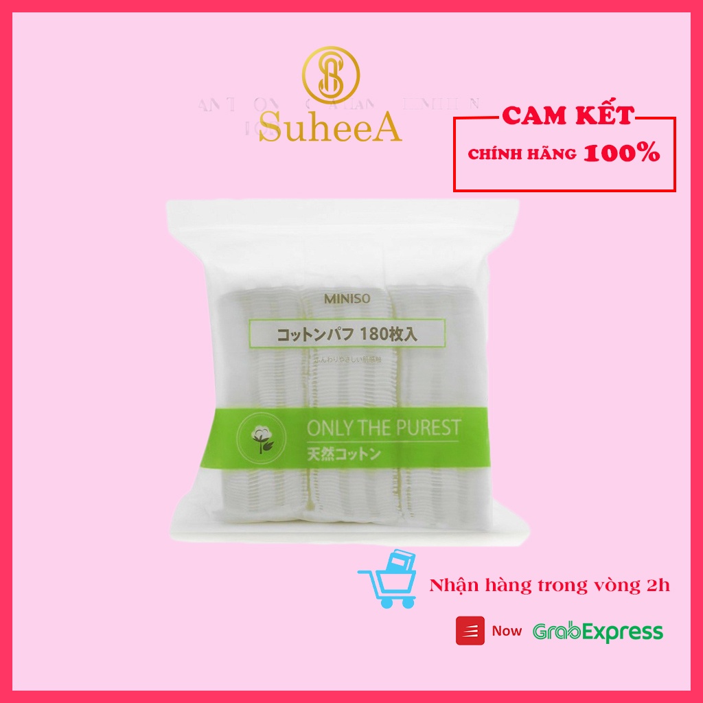 Bông tẩy trang Miniso túi 180 miếng siêu thấm