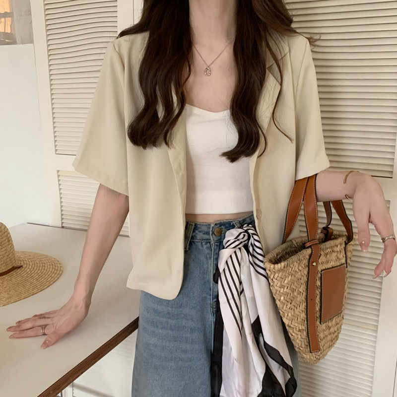 SUXI Áo khoác blazer dáng rộng màu trơn phong cách Hàn Quốc dành cho nữ | BigBuy360 - bigbuy360.vn