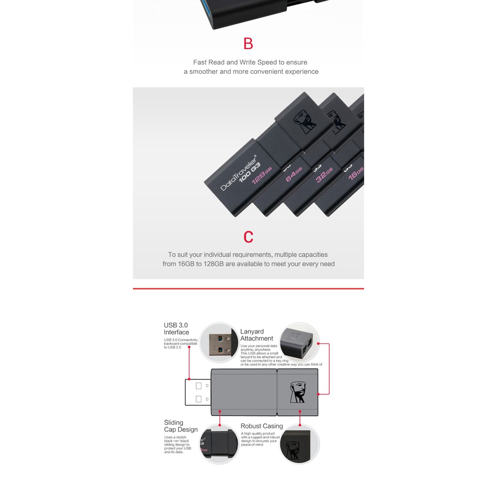 Usb Kingston Dung Lượng 32gb 64gb 128gb Tốc Độ Cao Tiện Dụng