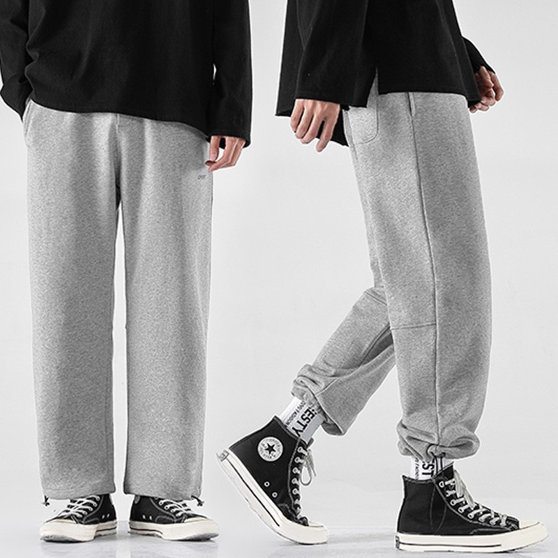 Quần Jogger Nam Nữ chất da cá Dáng Rộng Hoặc Ống Rộng Bo Chun Rút Gấu 2 Dáng Trong 1 Phong Cách Thể Thao
