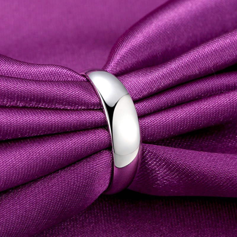 Nhẫn mạ bạc 925 đeo ngón tay mặt trơn thời trang cho cặp đôi