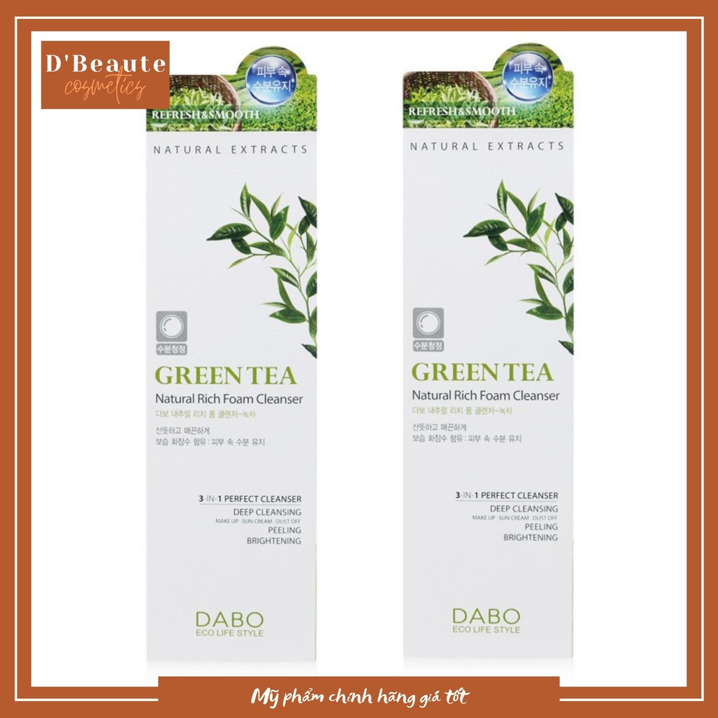 Bộ 2 sữa rửa mặt dành cho nam chiết xuất trà xanh GREEN TEA DABO hàn quốc ( 60ml) - Hàn Quốc Chính Hãng