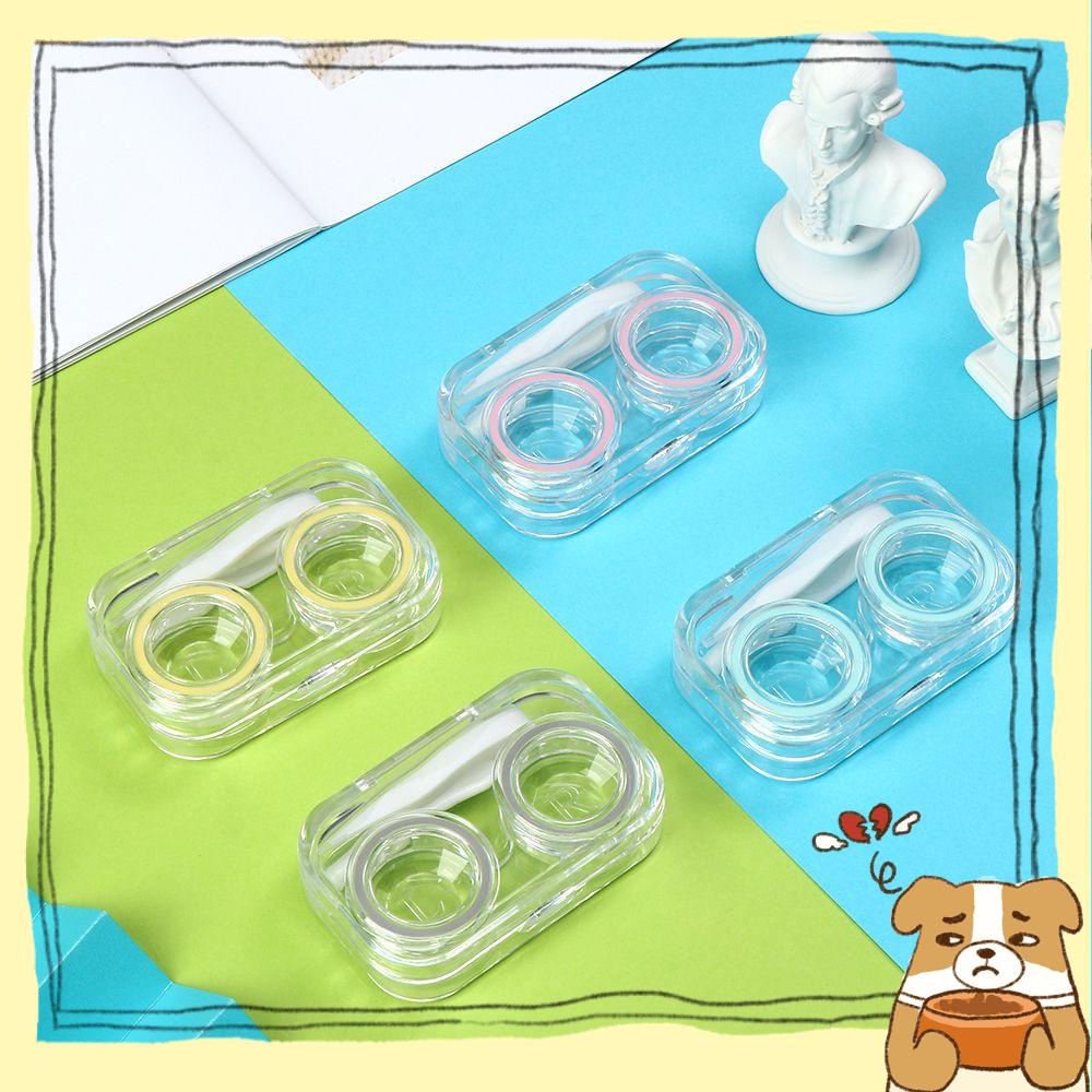 Hộp Đựng Kính Áp Tròng Mini Trong Suốt Thiết Kế Dây Cao Su Tiện Dụng