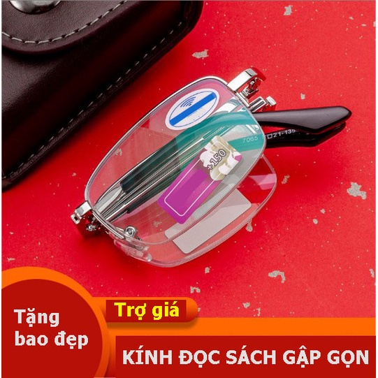 Kính lão thị viễn thị gập gọn TITANIUM Nhật bản  KVG10UNIQUI CAO CẤP vàng bạc tặng bao da đeo hông cưc đẹp