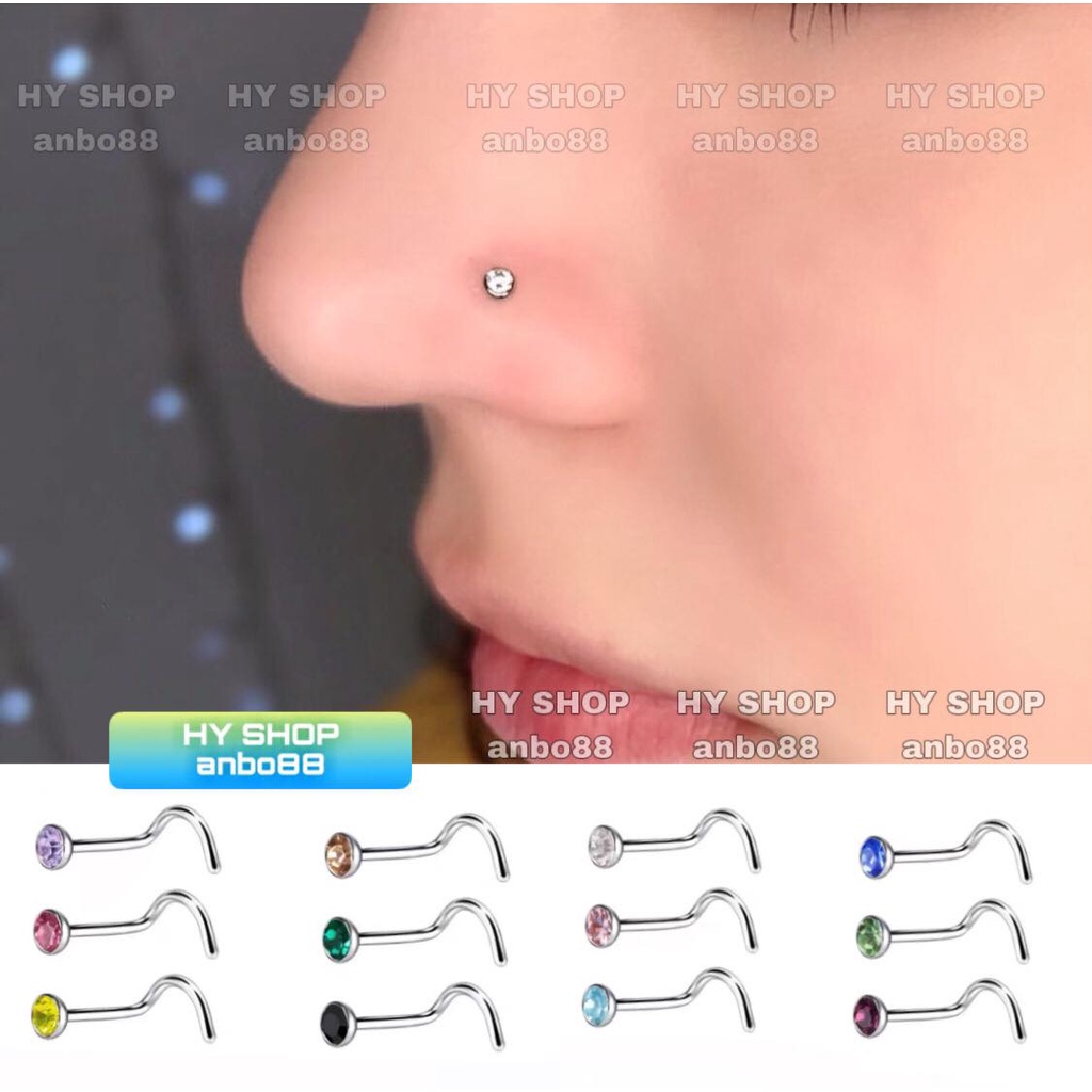 Khuyên mũi tròn kim nhiều màu titan unissex