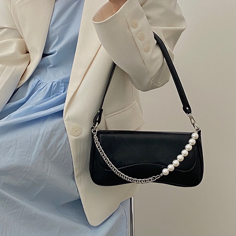 Túi Xách JASMIN NOIR Da PU Đeo Chéo Đính Ngọc Trai Thời Trang Dành Cho Nữ