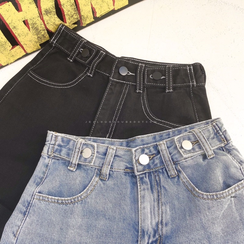 Quần short, quần short jeans đai khuy hai bên cạp 5902