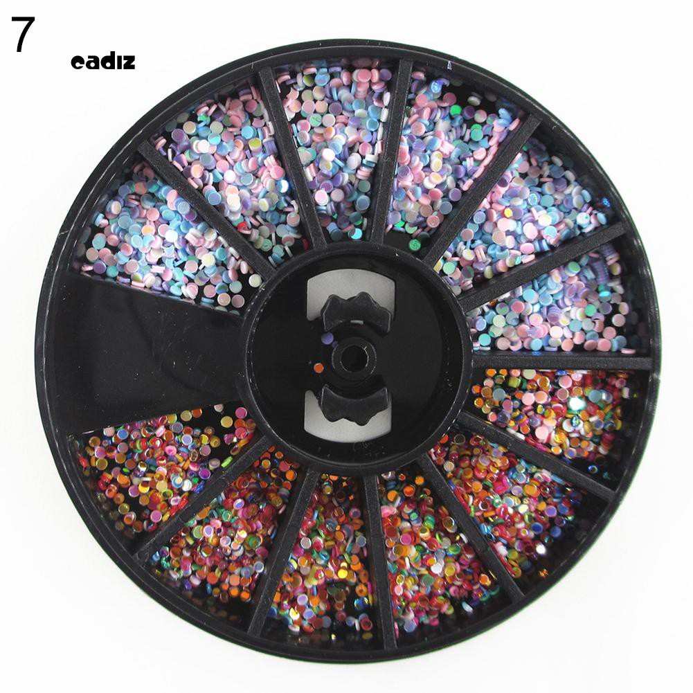 [Hàng mới về] Hộp hình bánh xe đựng đá trang trí móng tay nghệ thuật tự hoàn thiện tiện dụng 1mm