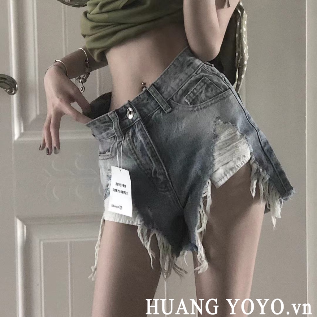 HUANG YOYO Quần Short Jeans Rách Viền Rách Thời Trang Cho Nữ | BigBuy360 - bigbuy360.vn