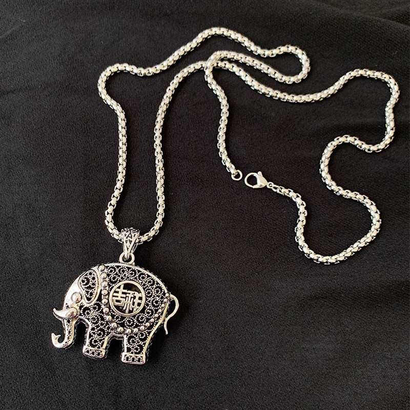 Vòng cổ nam nữ unisex dây chuyền Kuu Clothes màu bạc Titan đẹp phụ kiện thời trang - Vòng cổ Elephant Chain