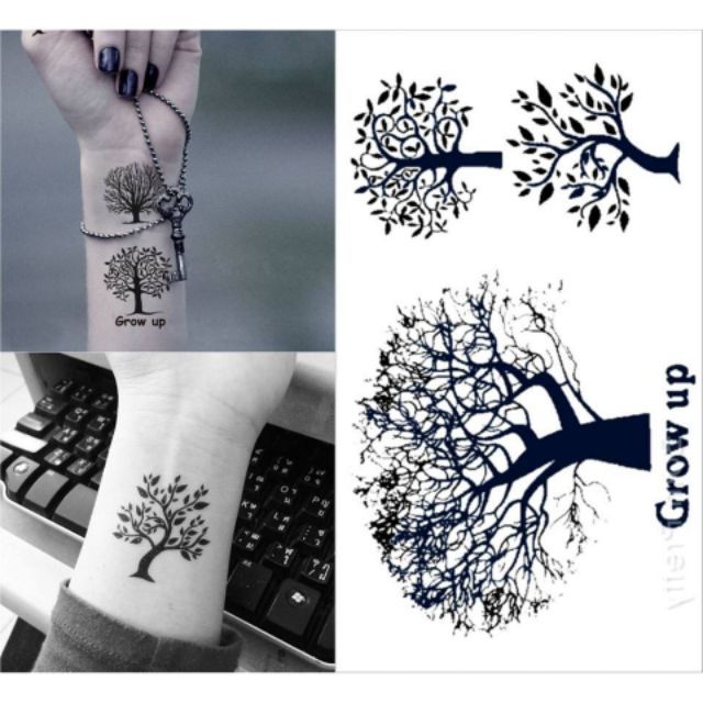 Hình xăm tatoo cây aq177. Xăm dán tatoo mini tạm thời, size &lt;10x6cm