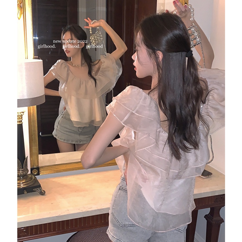 Áo Ngắn Trễ Vai Không Tay Thời Trang Mùa Hè Quyến Rũ Cho Nữ