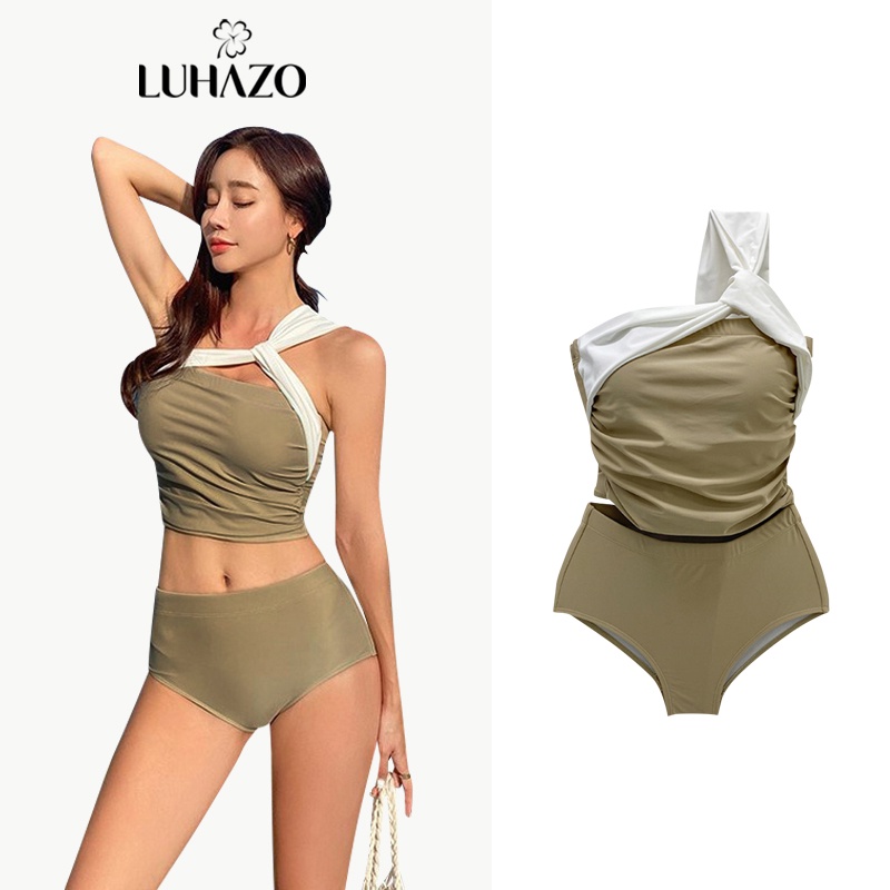 Bikini 2 mảnh LUHAZO hở lưng nâng ngực đồ bơi đi biển liền thân kín đáo sexy Hàn Quốc 2538 DK7T102