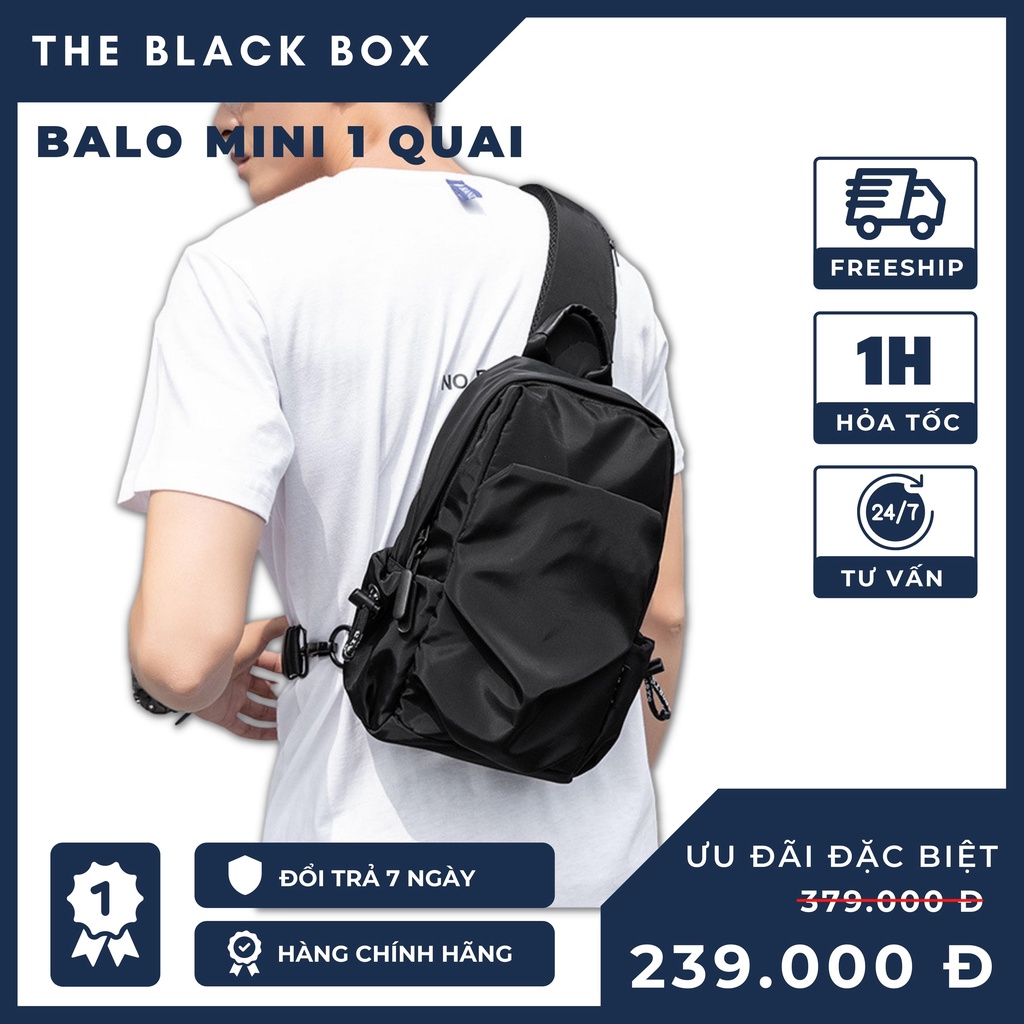 Túi Đeo Chéo Nam Nữ Unisex Basic Thể Thao Chống Nước Thời Trang Vải Đen Mềm Mịn Cao Cấp Freeship - The Black Box