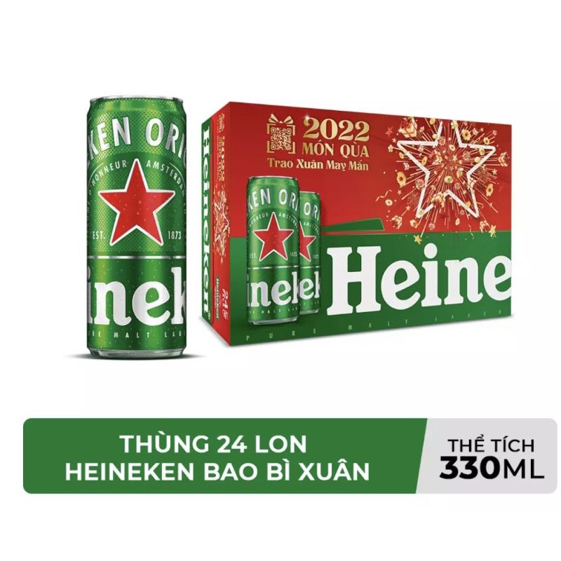 (Q.11) Thùng bia Heineken 24 lon - Bao bì Xuân (hỗ trợ Nowship)